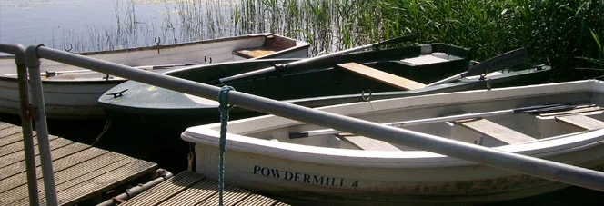 Boats on reservoir water